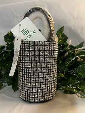New Silver Crystal Mini Bucket Bag purse Caleesa